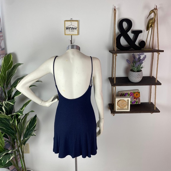 Topshop Navy Ribbed Open Back Dress - Picture 6 of 6